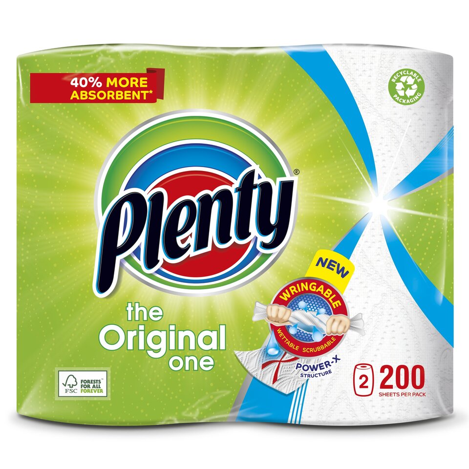 Plenty White Kitchen Roll - Pack of 2
