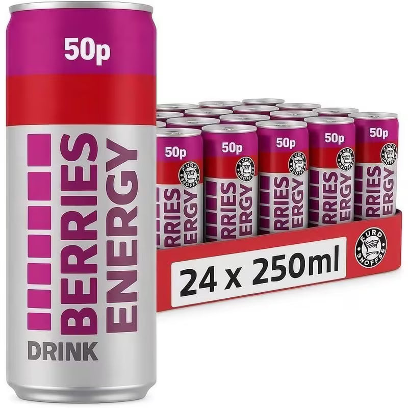 Euro Shopper Berries Energy Drink Pack of 24 x 250ml