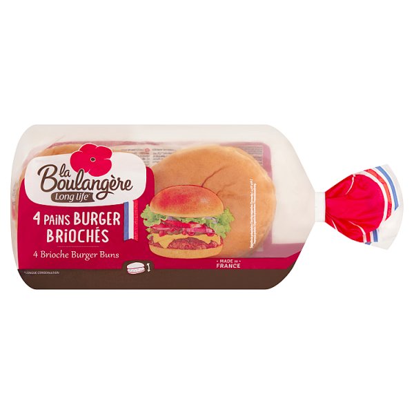 La Boulangere Brioche Burger Buns Pre Sliced 4 Pack