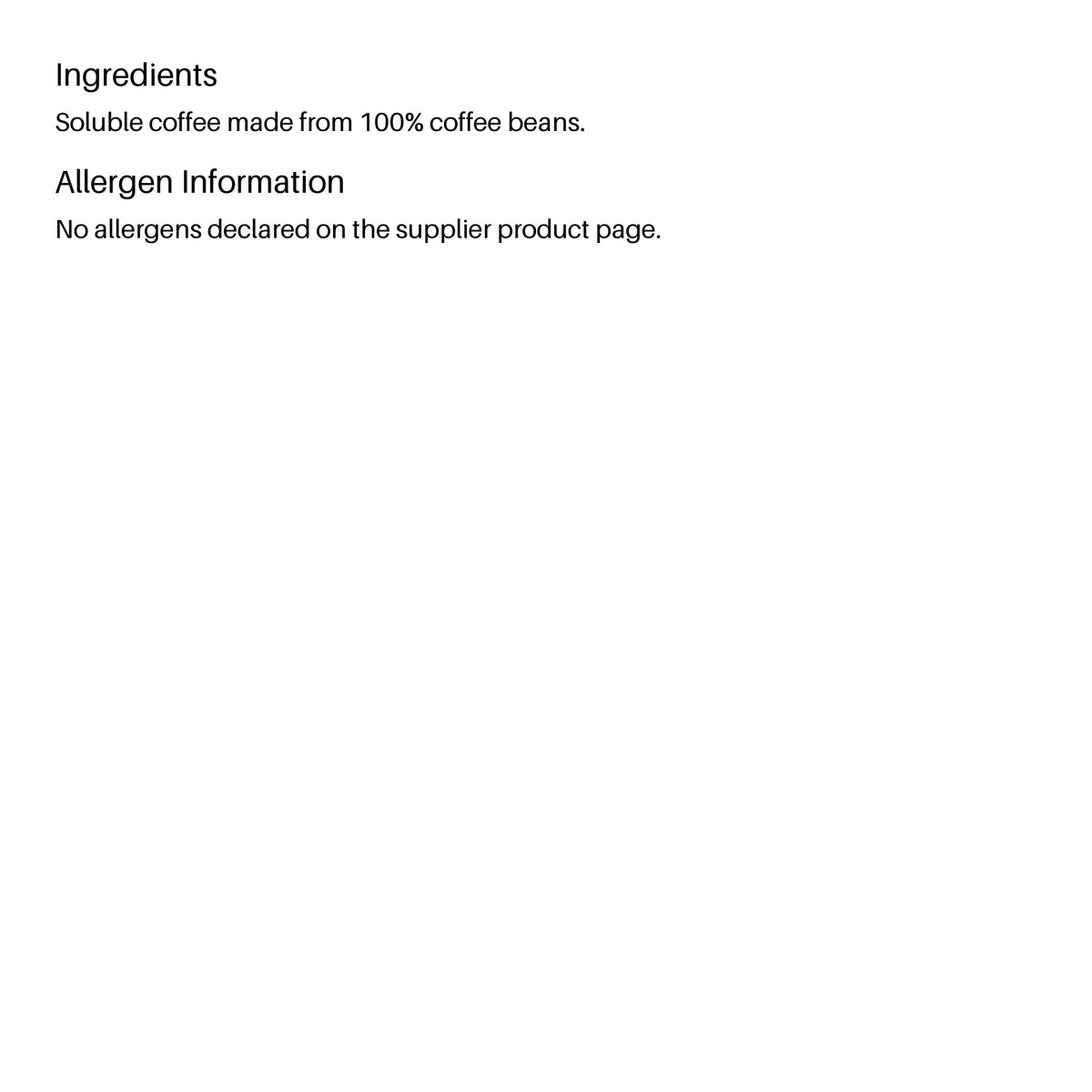 NESCAFE Original Instant Coffee 1kg Tin ingredients