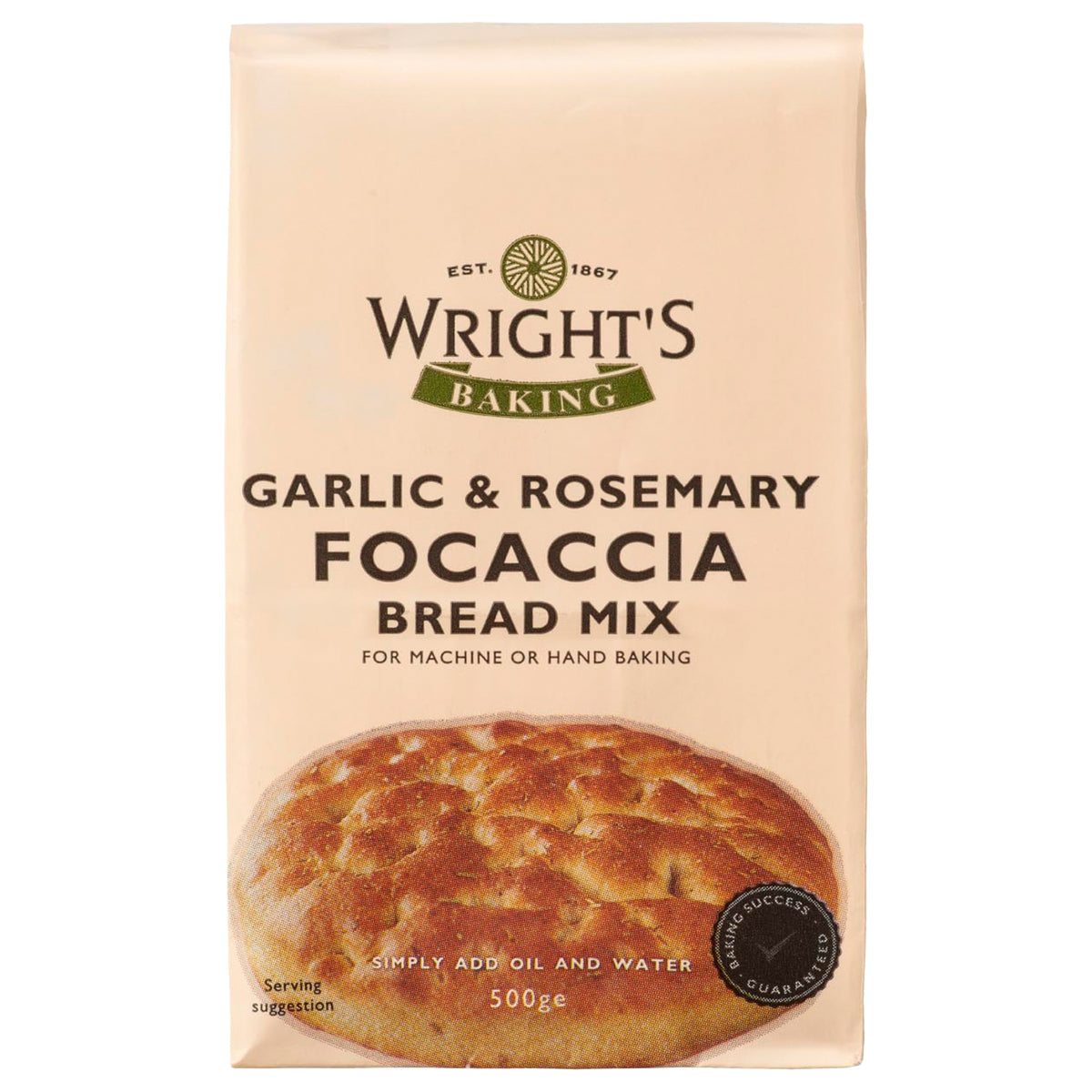 WRIGHT'S BAKING Garlic & Rosemary Focaccia Bread Mix 500g