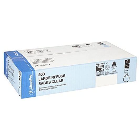CleanPro 200 Large Refuse Sacks Clear