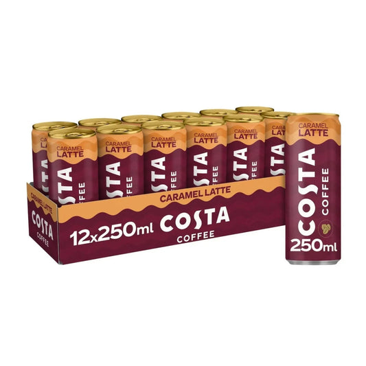 Costa Coffee Caramel Latte Ready To Drink 250ml Can 12 Pack