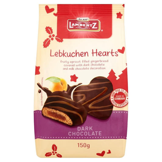 Lambertz Lebkuchen Dark Chocolate Gingerbread Hearts 150g