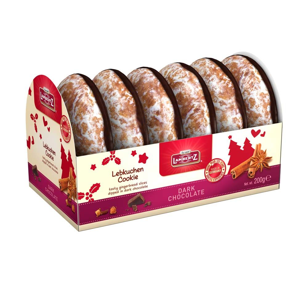 Lambertz Contrella Lebkuchen Cookies Rounds Dark Chocolate Base 200g
