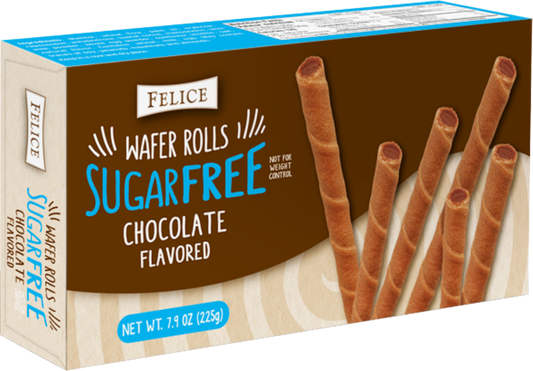 FELICE Sugar Free Chocolate Flavoured Wafer Rolls 225g