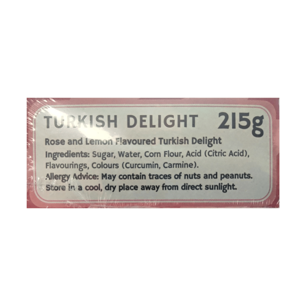 Bonds of London Turkish Delight Box 215g Label (1)