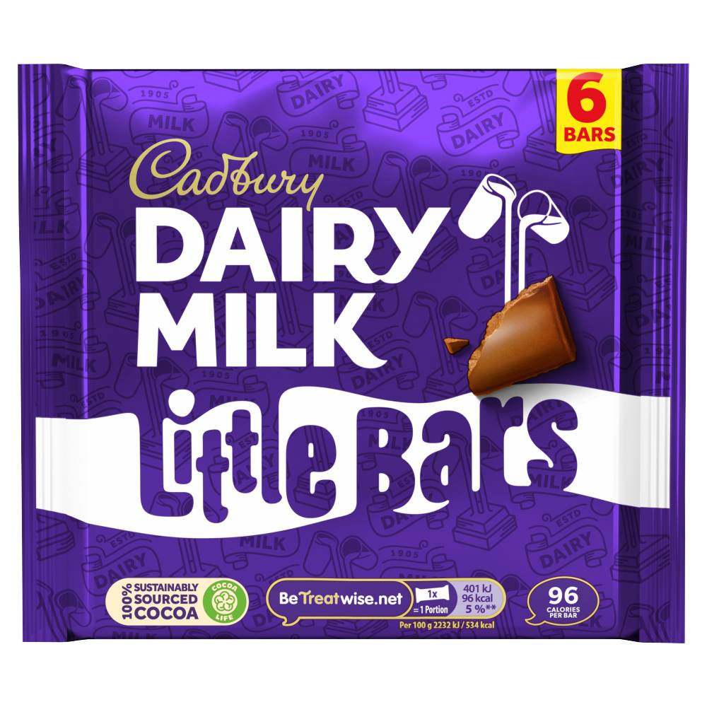 Cadbury Dairy Milk Little Bars 6 Pack, 108g