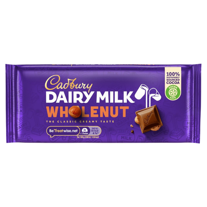 Cadbury Dairy Milk Whole Nut Chocolate Bar 120g