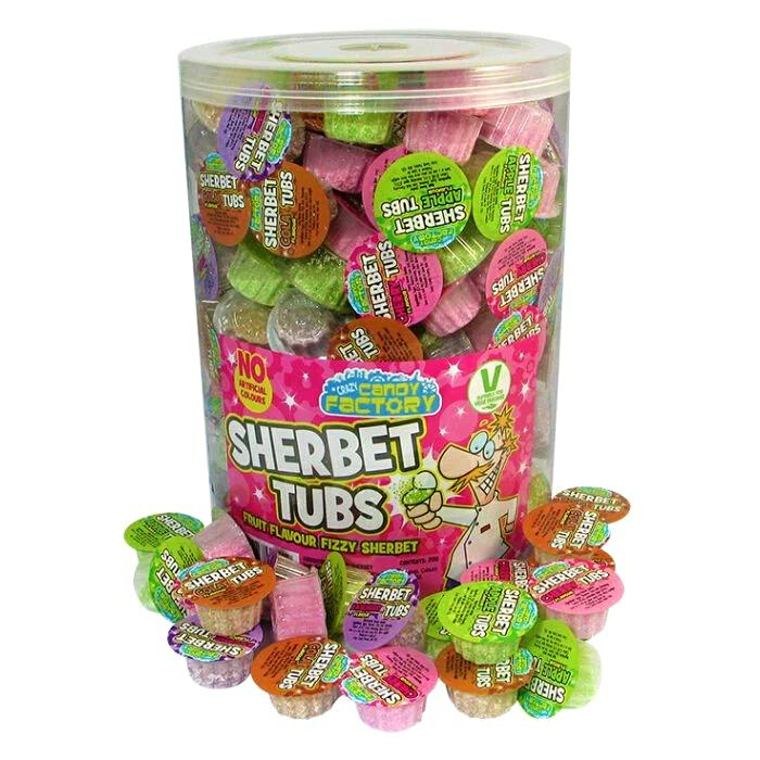 Crazy Candy Factory – 200 Fruit Flavour Fizzy Sherbet Tubs