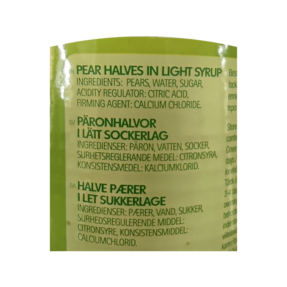 Del Monte Pear Halves in Light Syrup 420g Label (1)