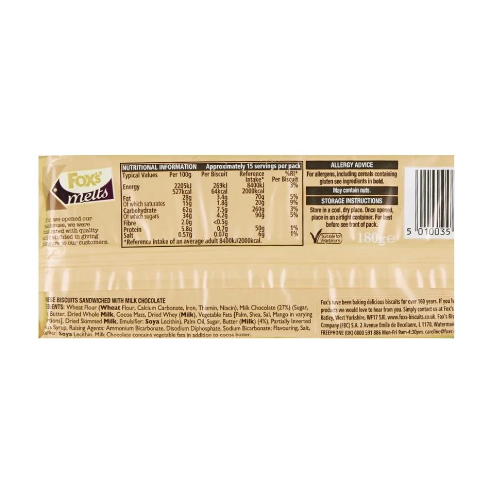 Fox's Melts Viennese Chocolate 180g Label