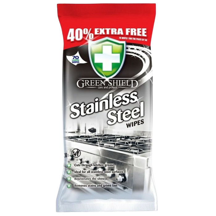 Green Shield Stainless Steel Wipes 70 Sheets