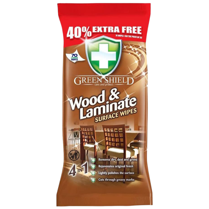 Green Shield Wood & Laminate Surface Wipes 70 Sheets