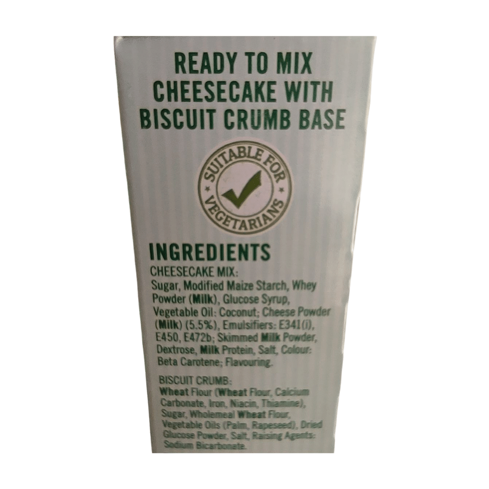 Greens Cheesecake Mix 259g Label (1)