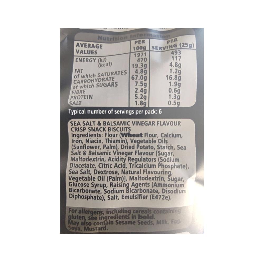 Jacobs Salt and Vinegar Cracker Crisps 150g Label