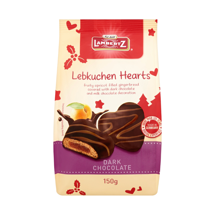 Lambertz Lebkuchen Hearts Dark Chocolate Biscuits 150g