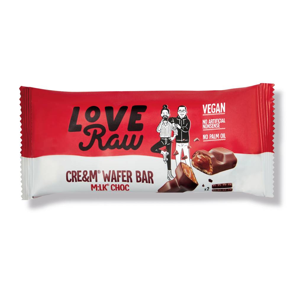LoveRaw Milk Chocolate Cre&m Wafer Bar 43g
