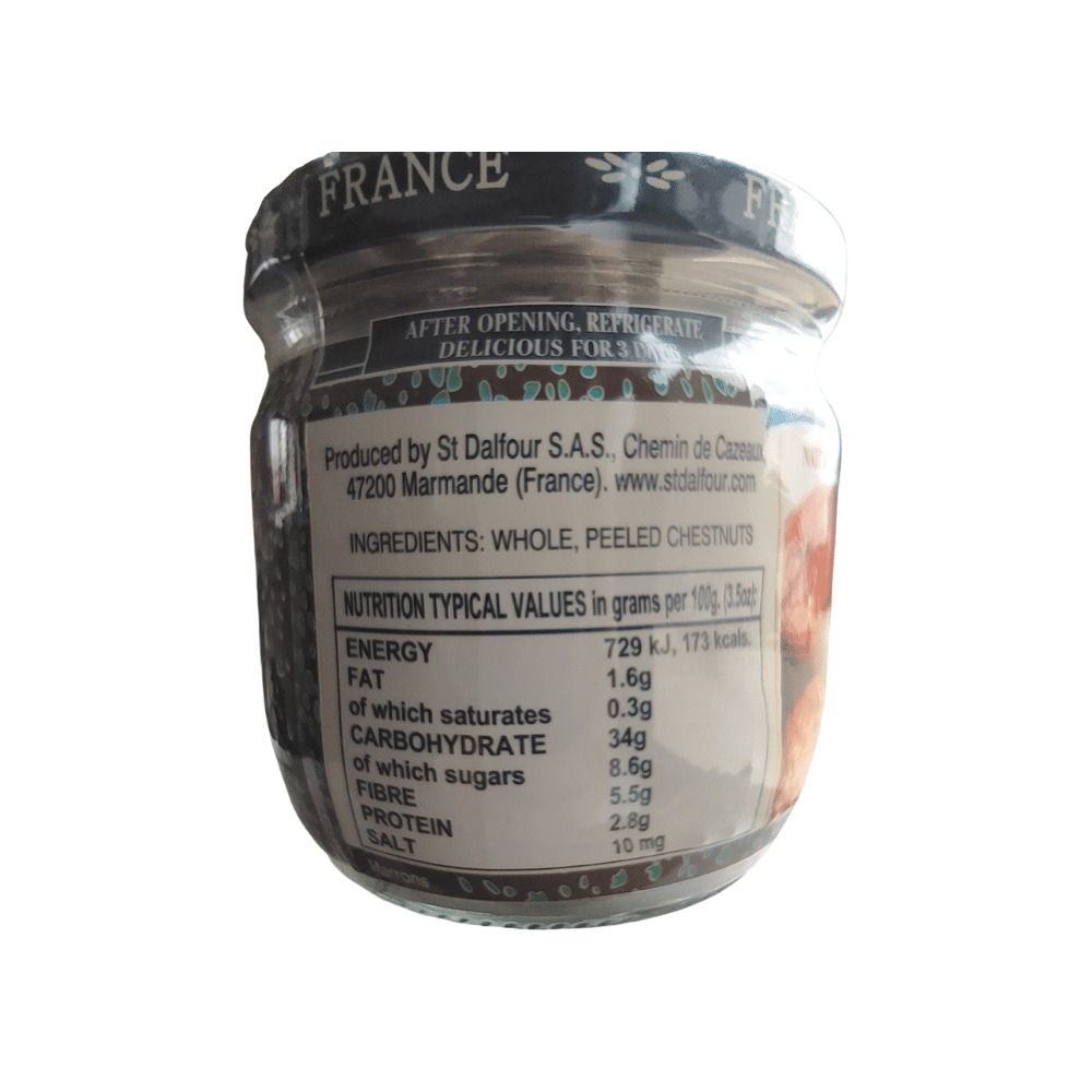 St. Dalfour All Natural Whole Chestnuts 200g Label