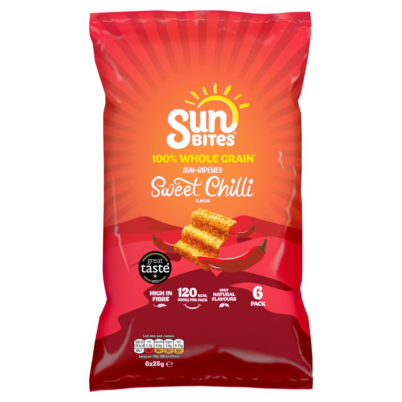 Sunbites Sun-Ripened Sweet Chilli Crisps 6 x 25g