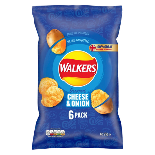 Walkers Cheese & Onion Crisps 6 x 25g