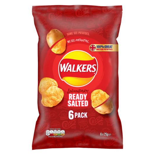 Walkers Ready Salted Crisps 6 x 25g